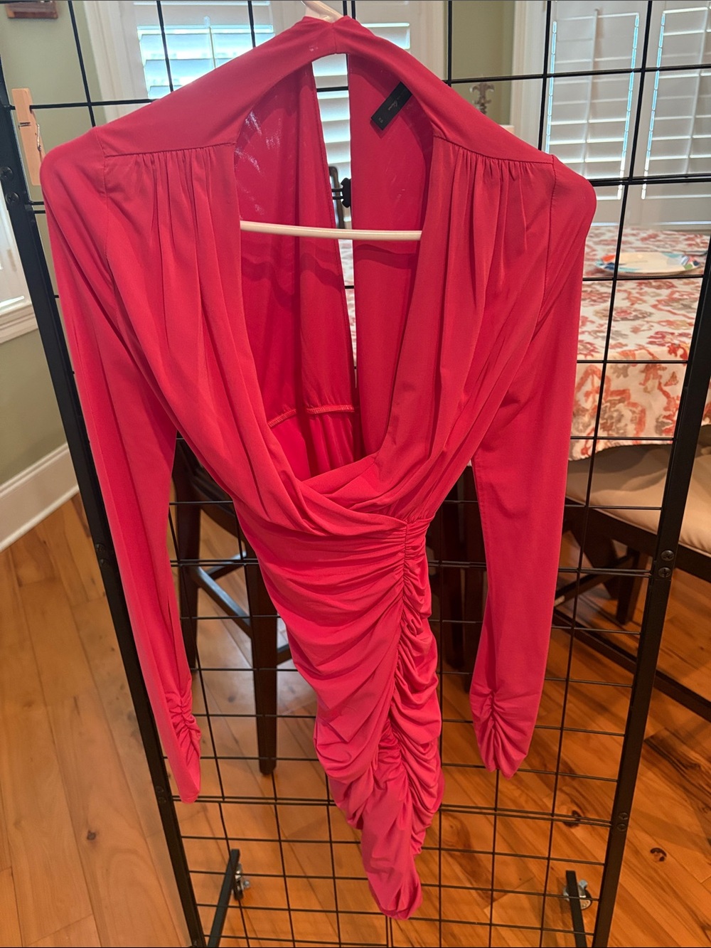 BCBGMAXAZRIA Dalton Pink Ruched Long Sleeve Cocktail Dress XS
